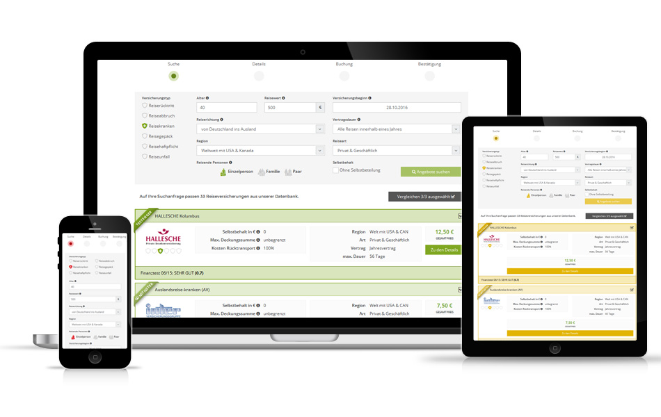 Versicherungsvergleich - Responsive Webdesign